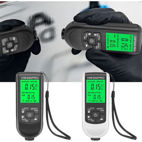 HW300PRO Hochpräzisions-Schichtdickenmessgerät – Tester für rutschfeste Lackschichten, Trockenfilmdickenmesser, Schwarz+Weiß (1/5)