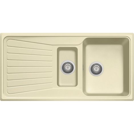 Lavello in quarzo da cucina incasso PLADOS SP0991 vasca grande più una vasca piccola più scolapiatti - Champagne