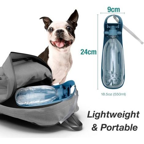 Dog Water Bottle, 550ml Portable Water Dispenser for Dogs and Cats