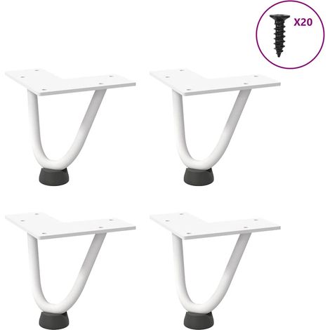 Haarnadelbeine für Couchtisch 4 Stk. Weiß 10 cm Massivstahl