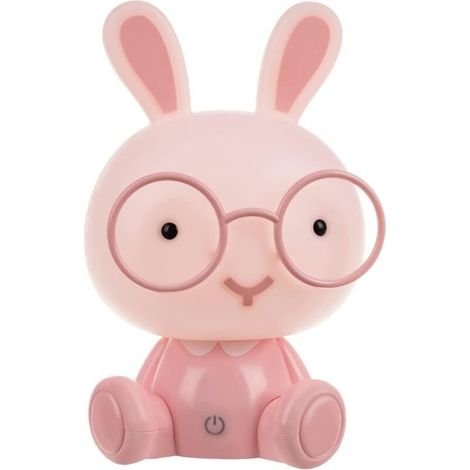 Veilleuse LED lapin rose 23x15x13 cm – 3 niveaux d'intensité lumineuse – Écran tactile – Câble USB inclus (1/5)