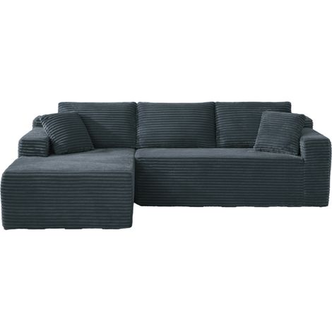 Sofá modular en L gris oscuro con espuma viscoelástica y funda lavable HOMVRA (1/5)