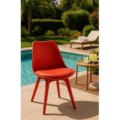 Orion91 boreal chair padded seat faux leather and red legs 48x43x82cm dining room office living room teleworking kitchen - spazioluzio (1/5)