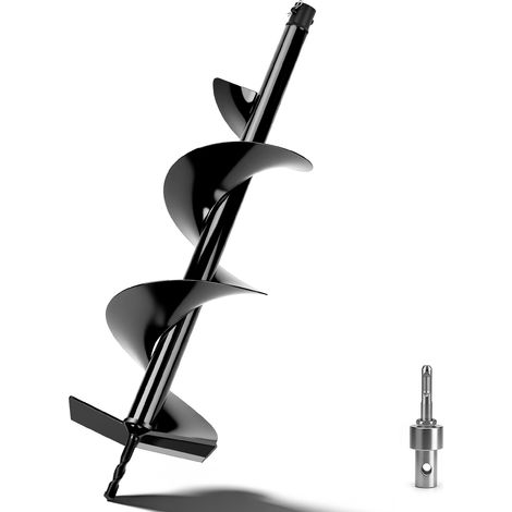 Mèche pour Tarière Ø 200 mm x 80 cm- Adaptateur SDS-Plus - Acier au manganèse - Pro Tarière pour Perceuse à Terre Compatible Perceuse Électrique/Gaz, Pour Plantation, Piquets, Clôtures