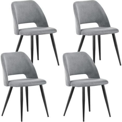 Esszimmerstühle 4er Set, Kordsamt, gepolstert, Metallbeine, Grau (1/5)