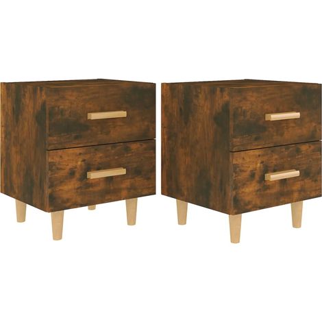 Juego de 2 mesitas de noche con dos cajones 40 x 35 x 47,5 cm madera contrachapada marrón DEC035087