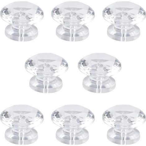 Lot de 8 mini boutons en acrylique autoadhésifs en forme de diamant sans perçage pour miroir, placard, boîte cadeau et autres petits meubles (1/5)