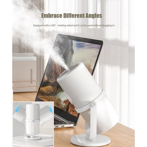 Umidificatore portatile di piccole dimensioni，base girevole a 360°，funzione timer 2/8 ore，ideale per camera da letto，ufficio e auto (bianco) (1/5)