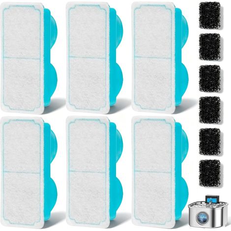 Filtre Fontaine Eau Chat: Lot de 12 Filtre Fontaine Chat, Filtres De Fontaines a Eau,Filtres pour Fontaines à Chats avec 6 Filtr à Charbon Et 6 Filtr à Mousse pour Distributeur Chien (1/5)