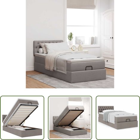 vidaXL Taschenfederkern - Ottoman-Bett mit Matratze Taupe 90x200 cm Stoff (1/5)