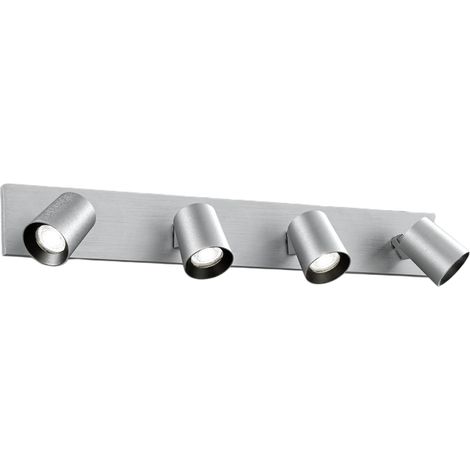 Spot De Plafond Modo À 4 Lumières, Structure En Aluminium Moulé Sous Pression, Finition Aluminium Brossé, Douille Gu10, Design Moderne Et Raffiné (1/3)