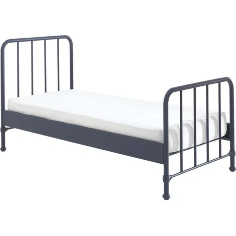 Lit simple Bronxx métal 90x200 - bleu denim mat (1/3)