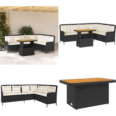 vidaXL 2-tlg. Garten-Sofagarnitur mit Auflagen Schwarz Poly Rattan (1/5)