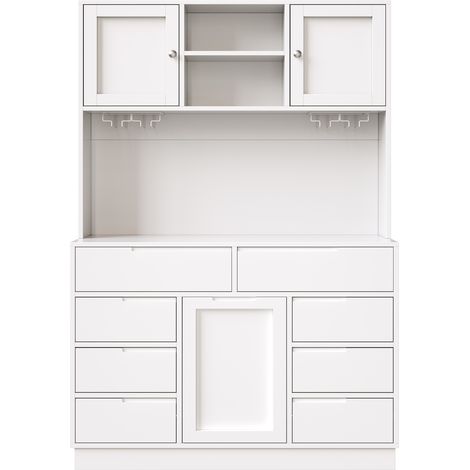Mobile cucina alto con illuminazione LED intelligente 120 x 40 x 183,5 cm MDF bianco HOMVRA (1/5)
