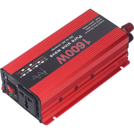 Onduleur à onde sinusoïdale pure 1600W, alliage d'aluminium protecteur, convertisseur solaire extérieur pour bateau et voiture, DC12V vers AC220V (1/5)
