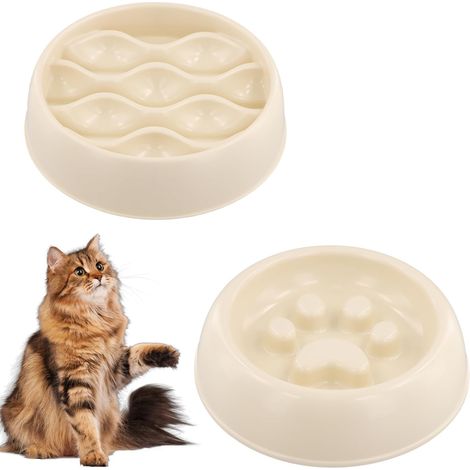 2 Pieces Anti-Glutton Cat Bowl, Anti-Vomiting Dog Bowl, Drinking Water Bowl for Pets, Slow Rising Bowl for Cats and Small and Medium Dogs (1/5)