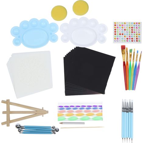 58 Pochoirs Mandala Dotting Kit avec Sac de Rangement Imperméable et Zip - Outils de Peinture Artistique pour Dessin et Décoration (1/5)