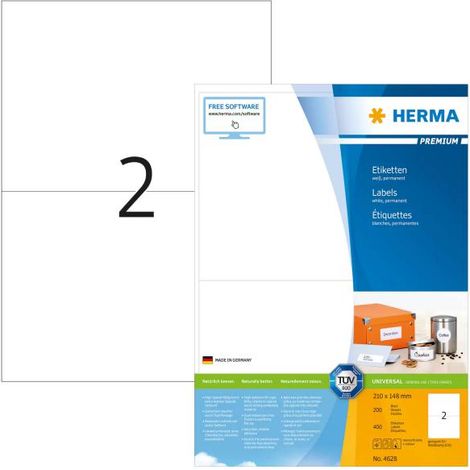HERMA 4628 etichetta autoadesiva Bianco Rettangolo Permanente 400 pezzo(i) (1/4)