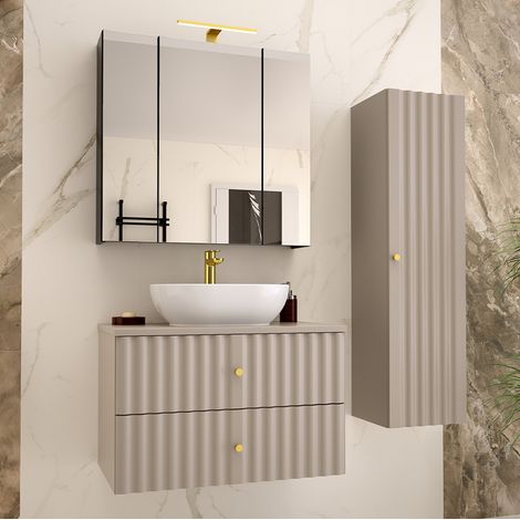 Set di mobili da bagno con lavabo Izae cachemire 80cm