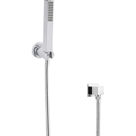 Milano Arvo Square Hand Shower Handset with Wall Bracket and Outlet Elbow - Chrome (1/4)