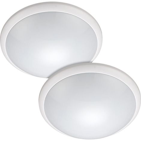 Arum Lighting – Lot de 2 hublots plafonniers E27 avec détecteur de mouvement – IP44 pour salle de bain – Angle de détection 360° – Ø D300 x H112 mm