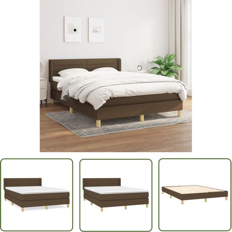 The Living Store Boxspringbett mit Matratze Dunkelbraun 140x190 cm Stoff - Boxspringbett - Doppelbett - Massivholzbette - Betten - Schlafräume (1/5)