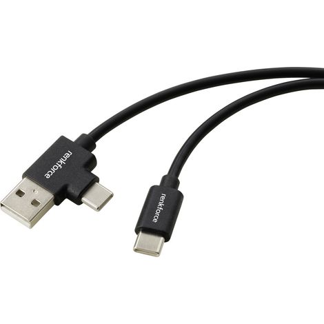 Renkforce USB-Kabel  USB 2.0 USB-C® Stecker, USB-A Stecker 2.00 m Schwarz  RF-7116122 (1/5)