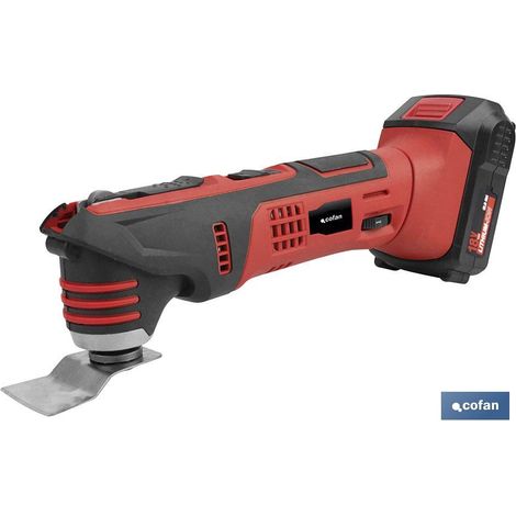 COFAN multiherramienta a bateria li-ion 18v 15000rpm , Multiherramienta a batería de Litio Li-ion 18V con sistema de cambio rápido de accesorios. Accesorios incluidos: cargador, ba