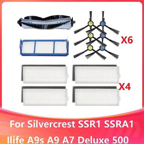 Couvercle de brosse principale, brosse latérale et filtre HEPA pour aspirateur Silvercrest SSR1 SSRA1 Ilife A9s A9 A7 Deluxe 500 (1/5)