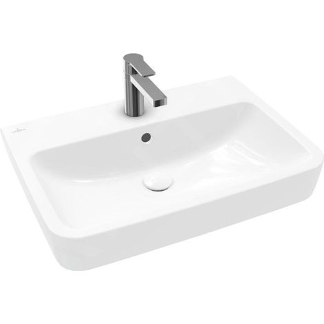 Bac à lessive rectangulaire VB WT O.novo 650x460mm 1HL avec trop-plein. Sol blanc Alpine AntiBac cplus (1/4)
