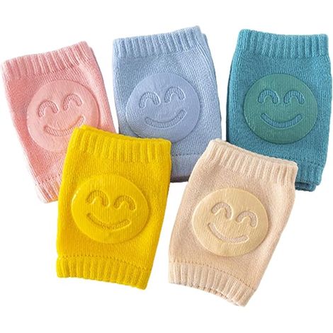 Lot de 5 paires de protège-genouillères pour bébé - Coussinets en coton doux pour les premiers pas des tout-petits et des nourrissons, antidérapants pour un apprentissage de la marche en toute sécurit (1/5)