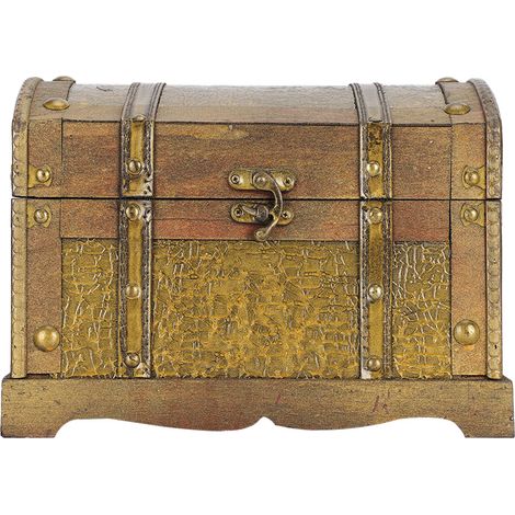 Coffre au trésor en bois, style rétro doré antique, boîte de rangement pour accessoires de tir professionnels, cadeau décoratif (1/5)