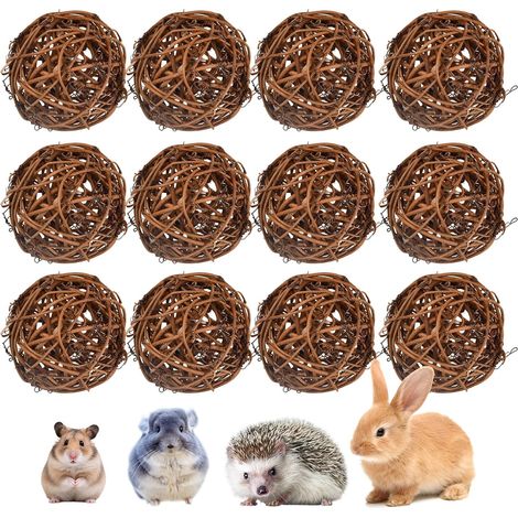 Natural Rattan Chew Balls for Rabbit Guinea Pig Bird Rodent Accessories for Small Animals Rabbits Hamster Chinchillas Gerbil 6cm (1/5)