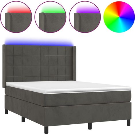 Maison Exclusive - Letto a Molle con Materasso e LED Grigio Scuro 140x200 cm