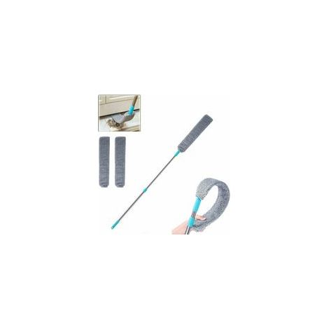Dépoussiéreur écarteur rétractable sous dispositif microfibre poussière brosse avec extension pôle nettoyage chiffon pour lit haute plafonds meubles bas espace ménage chiffon avec 2 lingettes (1/4)