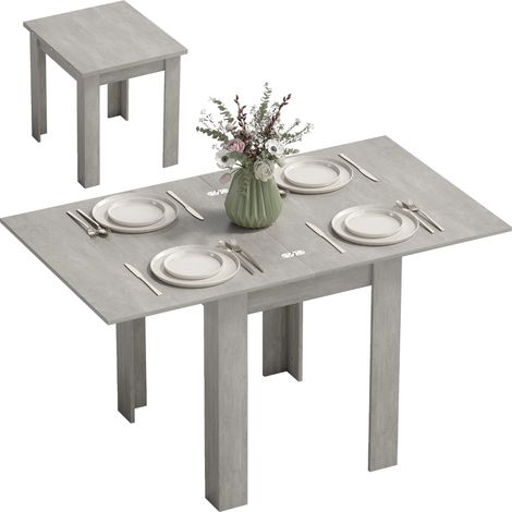 HOMCOM Folding Dining Table for 4-6, Drop Leaf Table for Small Spaces, Grey (1/5)