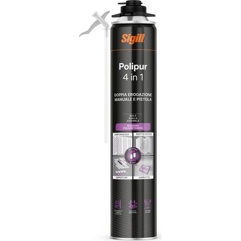 Sigill polipur 4in1 schiuma adesiva per cartongesso cappotto piatto doccia 750ml