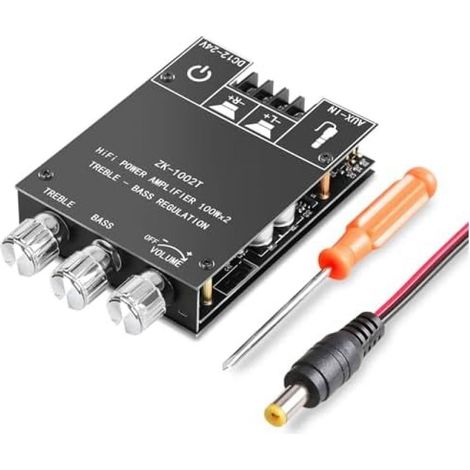 placa amplificadora Bluetooth, 2 canales, 100 W, chip TPA3116D2, entrada AUX, fuente de alimentación de 12-24 V, para altavoces DIY. (1/5)