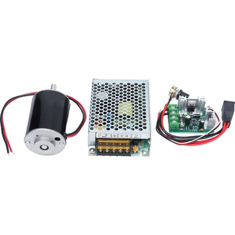 Moteur DC 12V 30W à aimant permanent, axe court XD-3420, 3500 tr/min, avec alimentation et variateur de vitesse, kit complet pour usage industriel (réf. 10122102083) (1/5)
