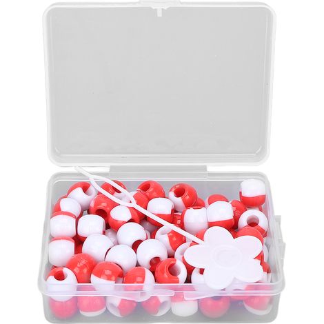 Ensemble de 74 perles à cheveux flexibles, bagues de tresse avec applicateur et boîte de rangement, pour tresses et création de bijoux bracelets, rouge (1/5)
