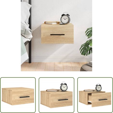 vidaXL Holz Nachttisch - Wand-Nachttisch Sonoma-Eiche 35x35x20 cm (1/5)