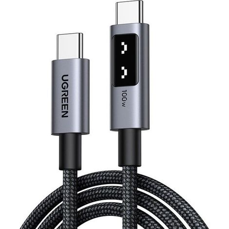 Câble USB-C - UGREEN - Câble data USB-C a USB-C PD 100W - Nylon tressé - 2 m - Noir (1/3)