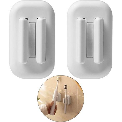 Confezione da 2 supporti da parete per spazzolini elettrici, staffe multifunzionali impermeabili per bagno e dormitorio (bianche) (1/3)