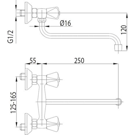 Kfa Rubinetto Muro Cromato Minimalista 12 cm