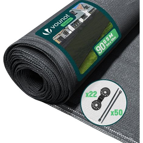 Vounot – Brise vue occultant HDPE 90g/m² 1x10m – Taux d’occultation 75% – Accessoires de fixation inclus – Pour jardin et terrasse