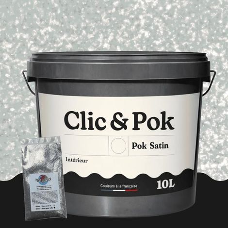 Peinture Effet Pailleté pour Murs & Plafonds - POK PAILLETTE - 10L - Gris Chic (1/4)