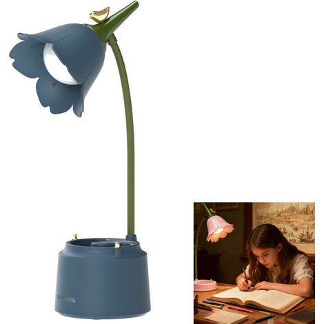Lampada da scrivania a LED dimmerabile, lampada portapenne, lampada da lettura, lampada da comodino, lampada da lettura con supporto per telefono, lampada da lettura con protezione per gli occhi, 3 co (1/5)