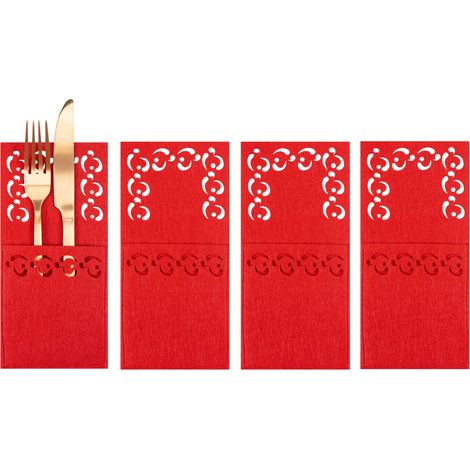 Weihnachtliche Bestecktasche 4 Stk. KF357-4R RED