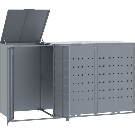 Mülltonnenbox für 3 Tonnen Grau 207x79x117 cm Stahl vidaXL