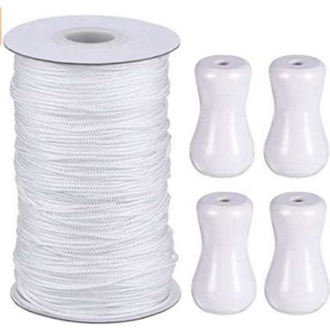 Ensemble de 4 suspensions en bois, cordon de 50 mètres, accessoire pour rideaux, stores enrouleurs, stores en bambou, stores vénitiens